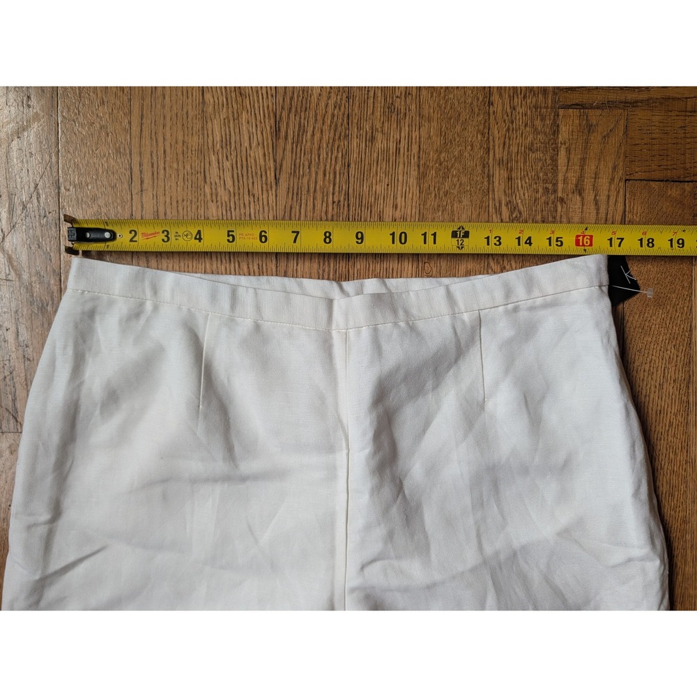 NWT Kasper White Linen Blend Straight Leg Lined Dress Pants Size 12 Side Zip - Picture 9 of 11
